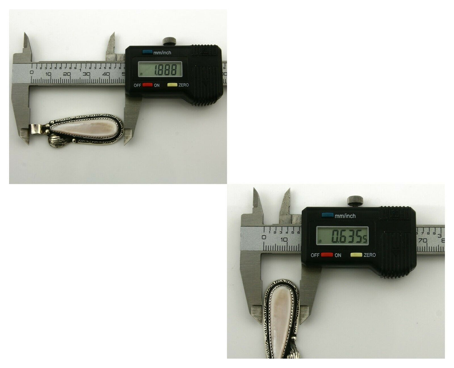 Navajo Pendant .925 Silver Real Natural Pink Mussel Signed Yazzie C.80's