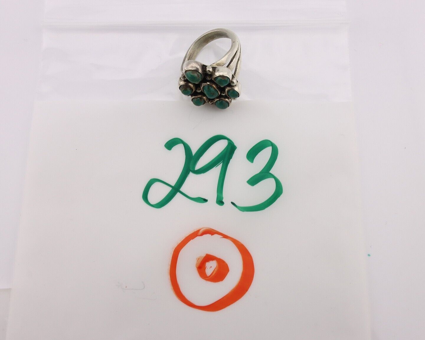 Navajo Ring .925 Silver Natural Blue Turquoise Artist Signed LP C.80's