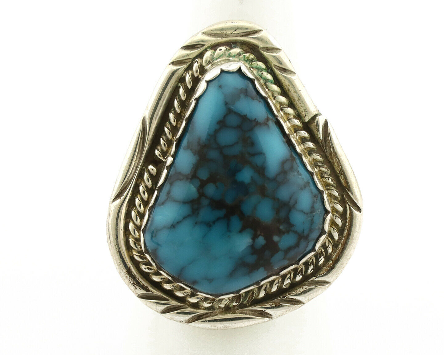 Navajo Ring .925 Silver Turquoise Mountain Artist Signed AC C.80's