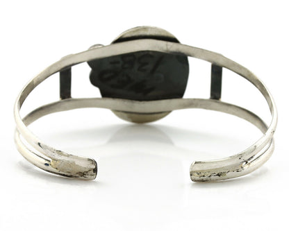 Navajo Bracelet .925 Silver Gober Turquoise Artist Signed C Montoya 80's