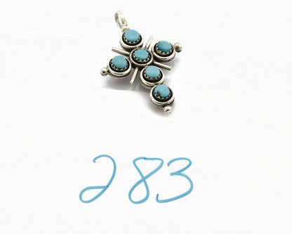 Zuni Natural Turquoise and Coral Reversible 925 Silver Handmade Pendant