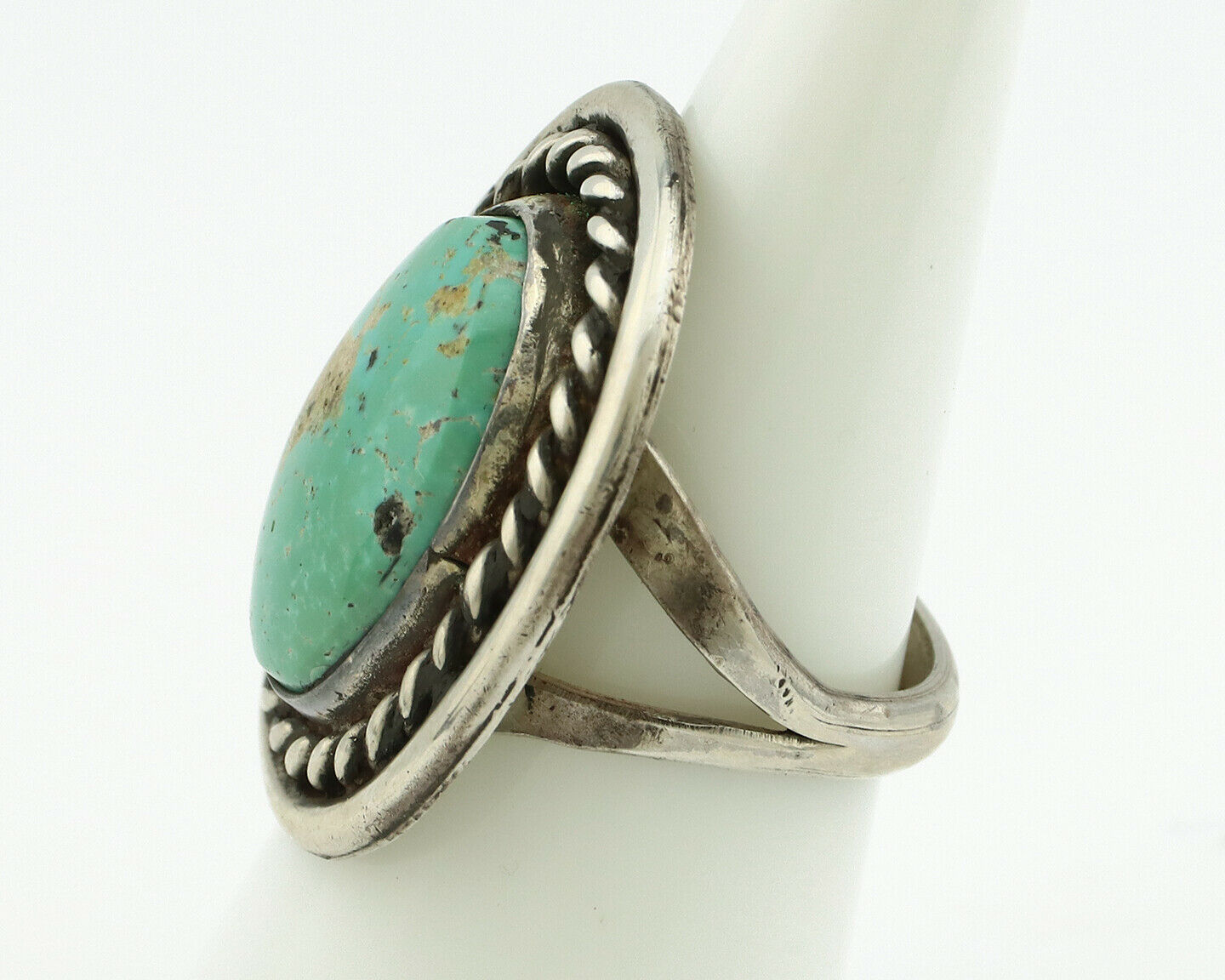 Navajo Ring .925 Silver Aqua Turquoise Native American Artist C.80's