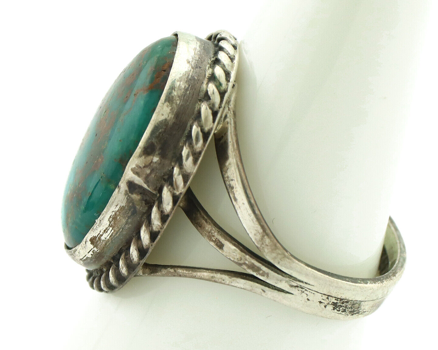 Navajo Ring 925 Silver Turq Mtn Turquoise Native American Artist C.80's