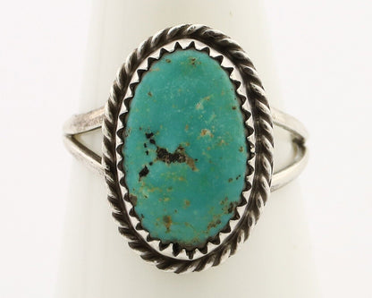 Navajo Handmade Ring 925 Silver Kingman Turquoise Artist Signed MC C.80's
