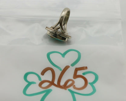 Navajo Ring .925 Silver Kingman Turquoise Artist Signed Gecko C.80's