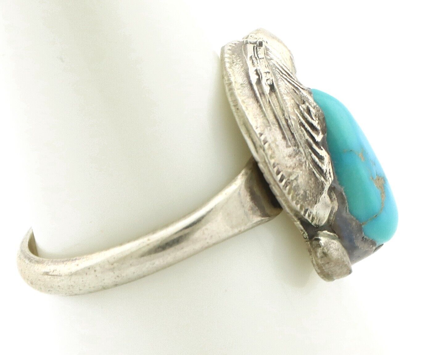 Zuni Ring 925 Silver Natural Mined Blue Turquoise Artist Signed Simplicio C.80's