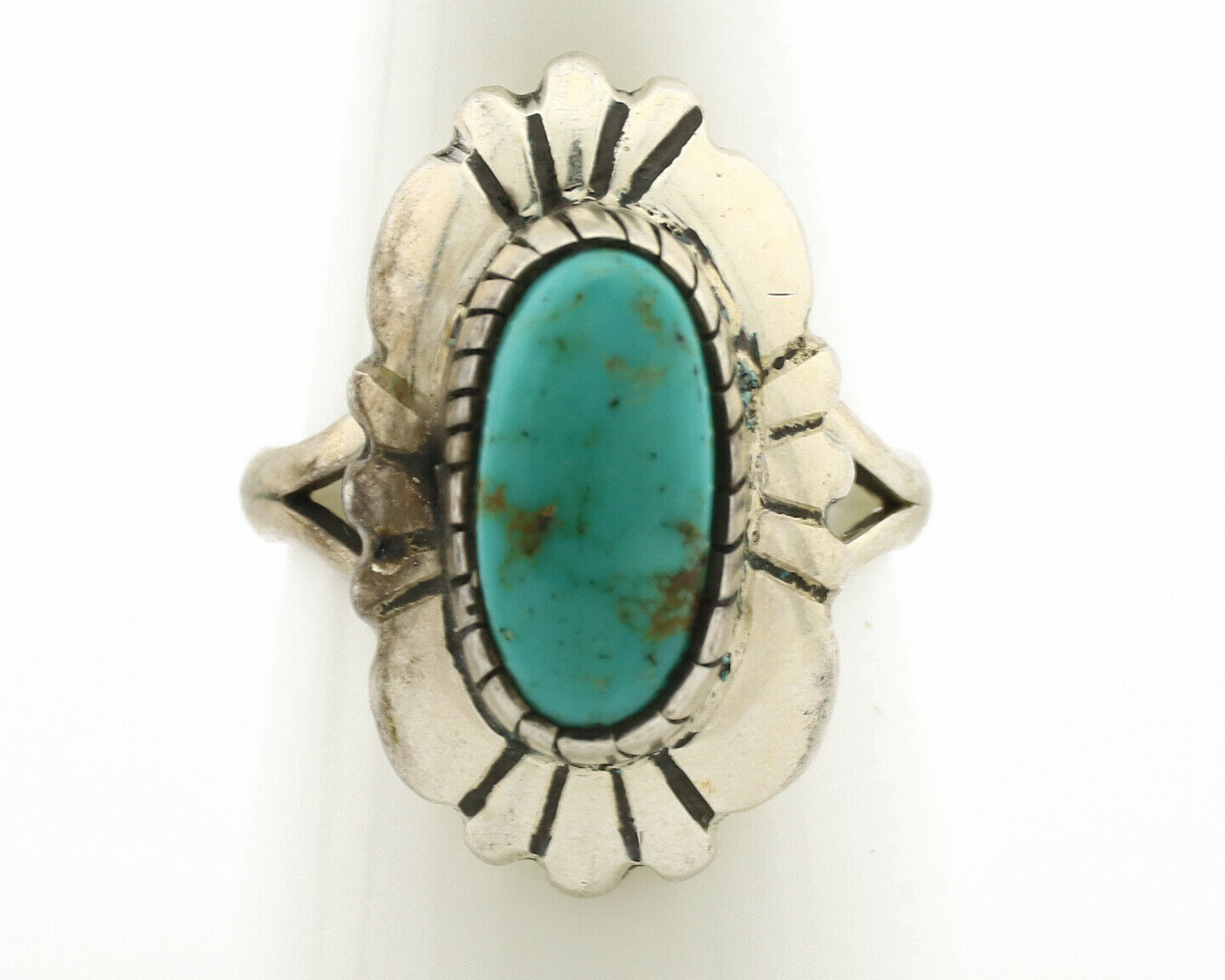 Navajo Ring .925 Silver Natural Mined Turquoise Artist Signed M Montoya C.80's
