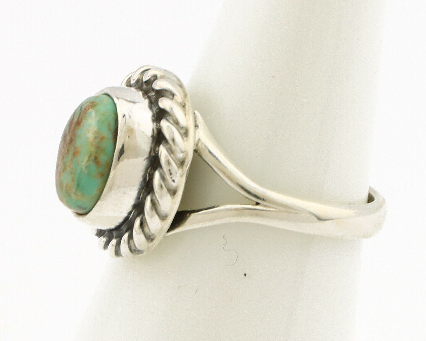 Navajo Ring .925 Silver Kingman Turquoise Artist Signed Gecko C.90's