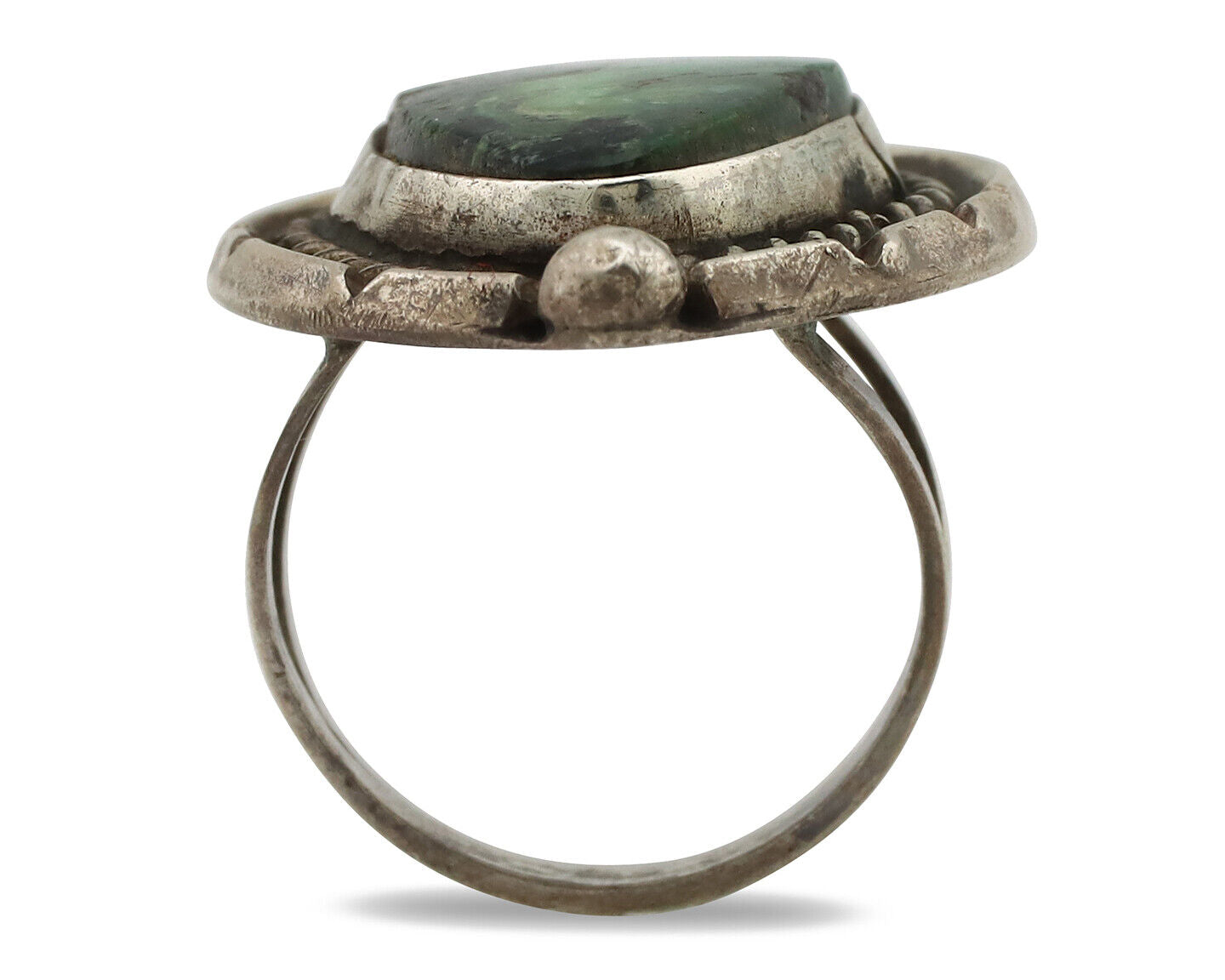 Navajo Ring 925 Silver Bisbee Turquoise Native American Artist C.1980's