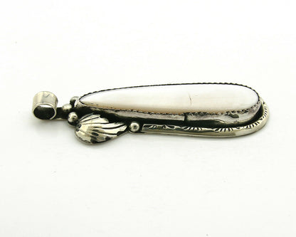 Navajo Pendant .925 Silver Real Natural Pink Mussel Signed Yazzie C.80's