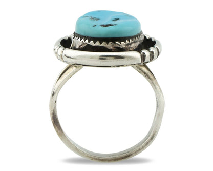 Navajo Ring .925 Silver Blue Turquoise Native American Artist C.80's