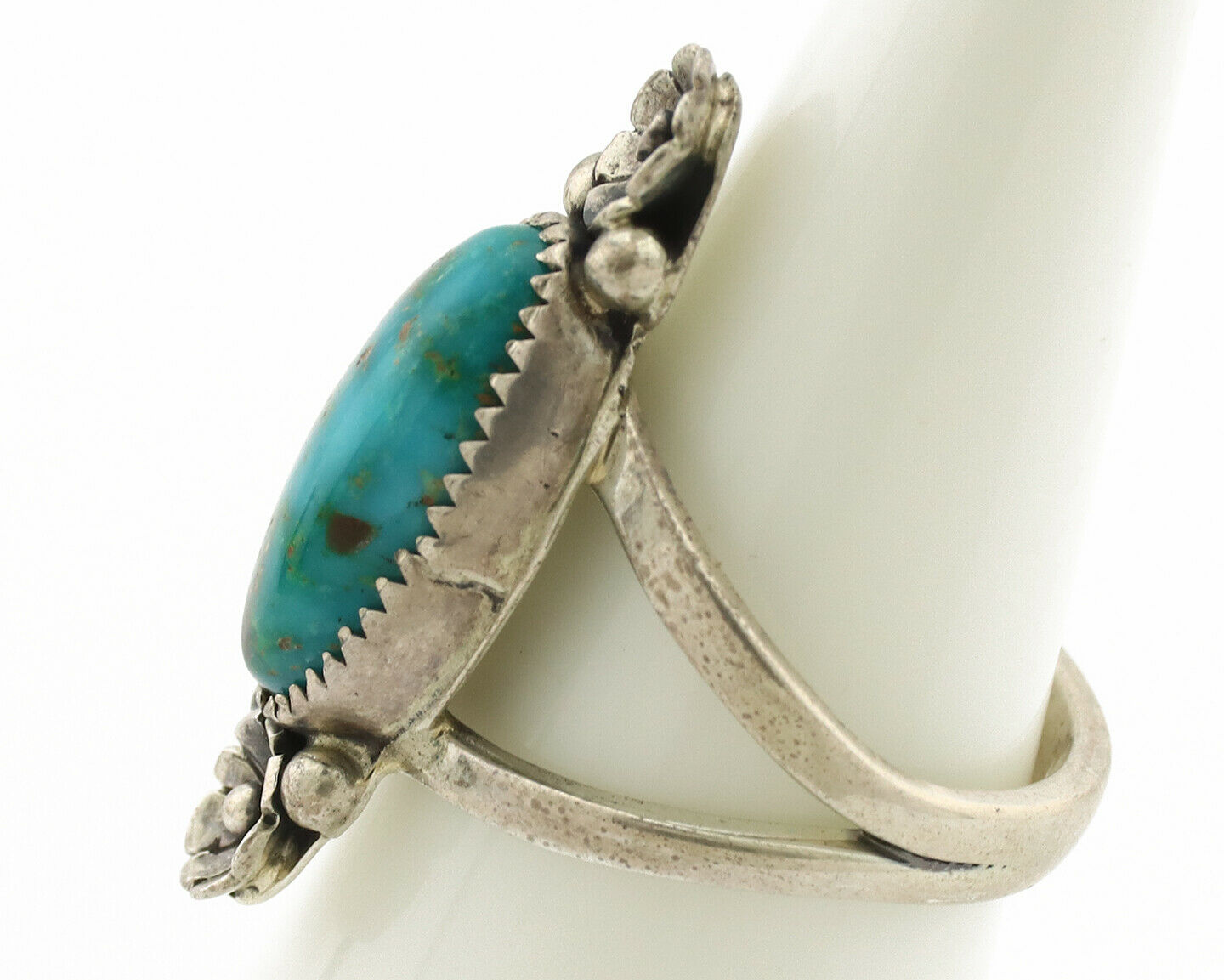 Navajo Ring .925 Silver Royston Turquoise Native American Artist C.1980's