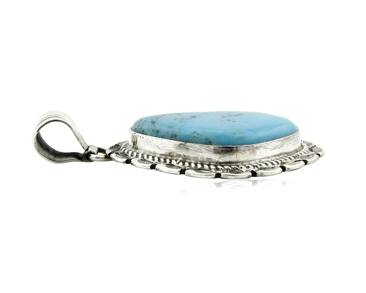 Navajo Pendant .925 Silver Turquoise Signed Artist LT Begay C.80's