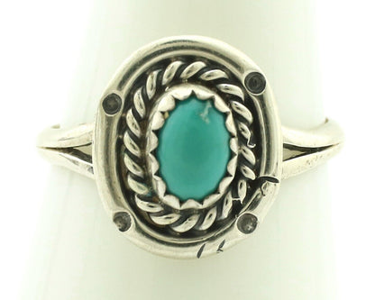 Navajo Ring .925 Silver Natural Blue Turquoise Artist Signed SN C.80's