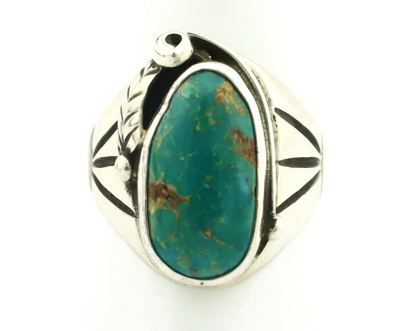 Navajo Ring .925 Silver Green Southwest Turquoise Native Artist C.80's