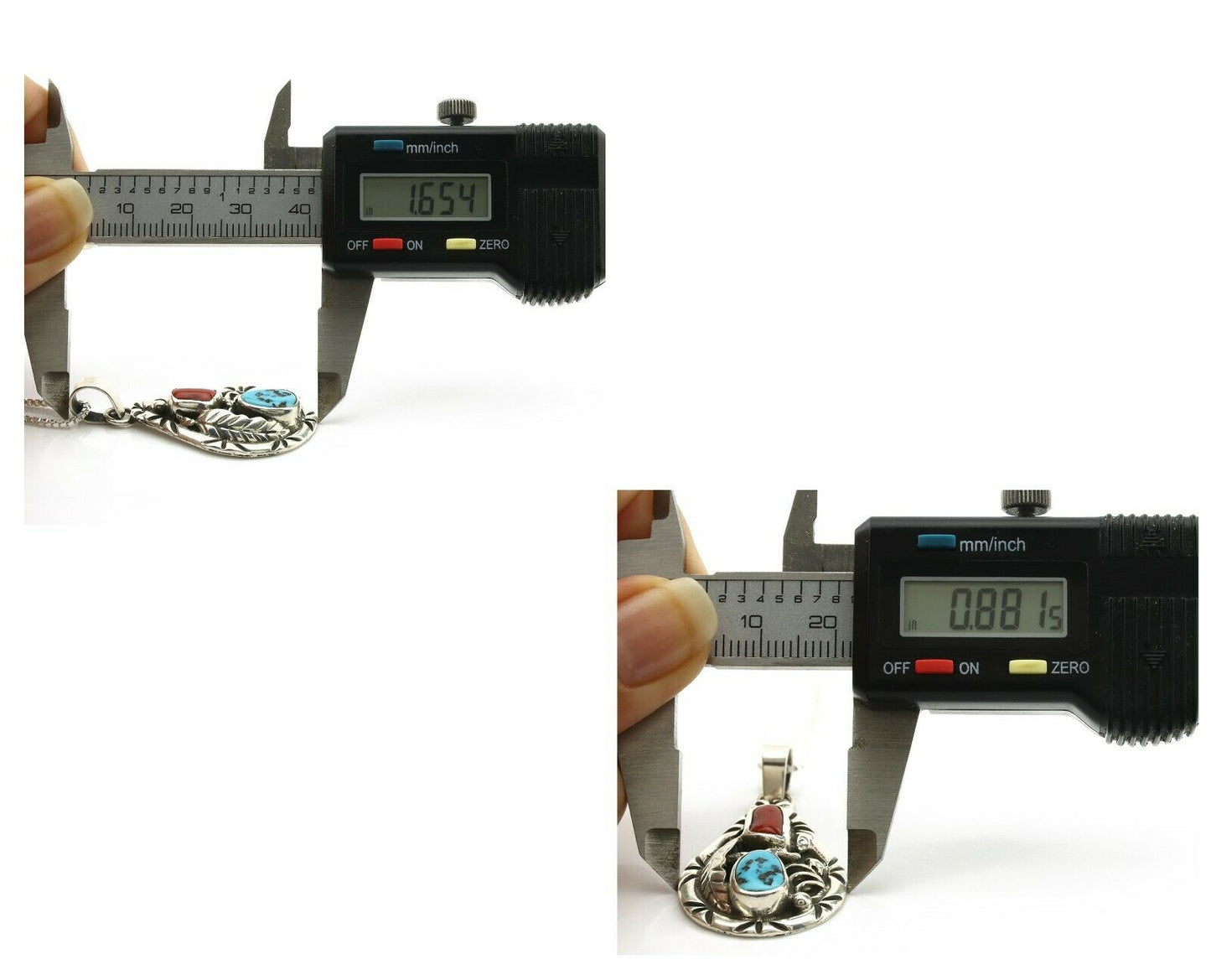 Navajo Necklace .925 Silver Natural Blue Turquoise & Coral Tipi Artist C.80's