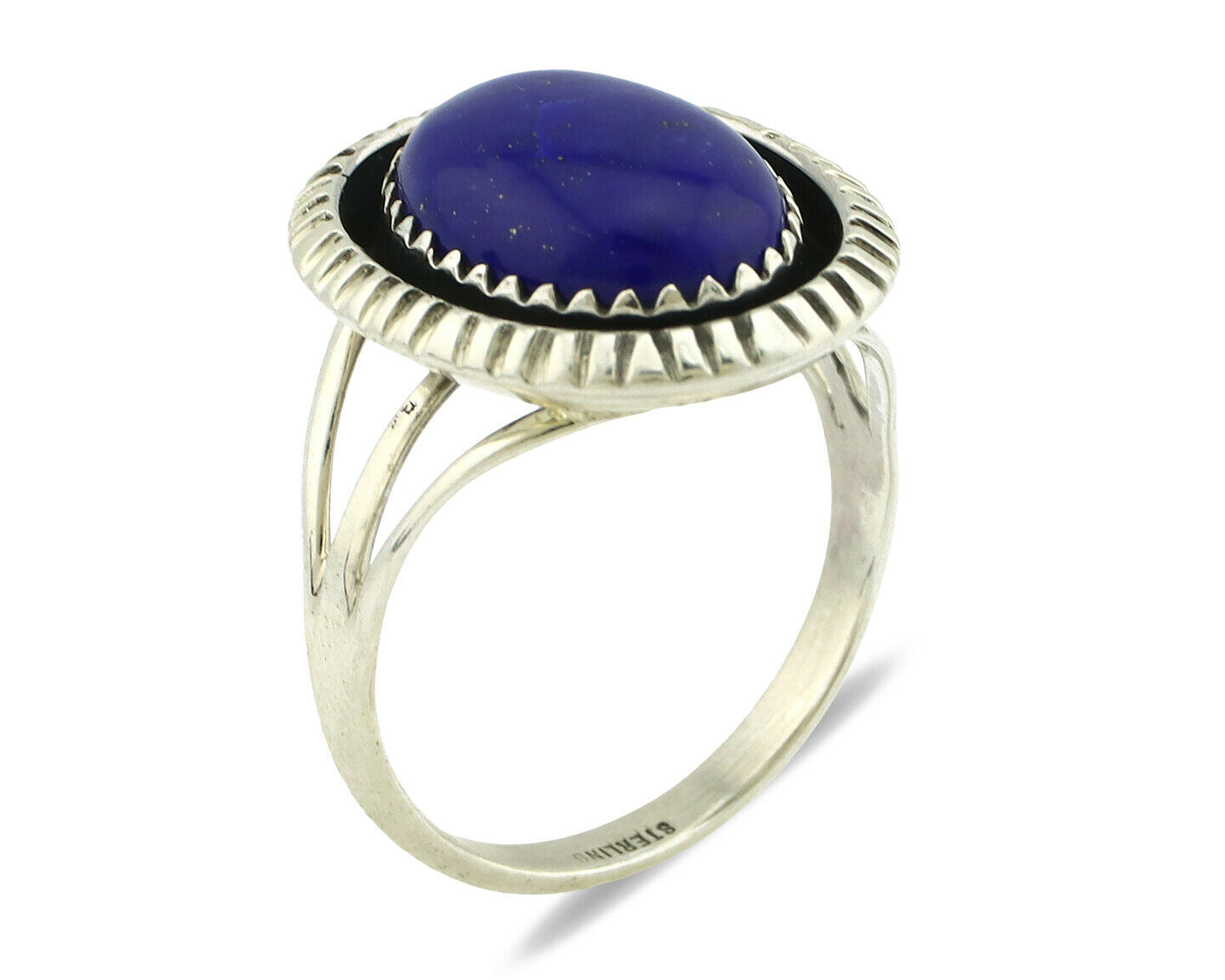 Navajo Ring .925 Silver Natural Lapis Lazuli Native American Artist C.80's