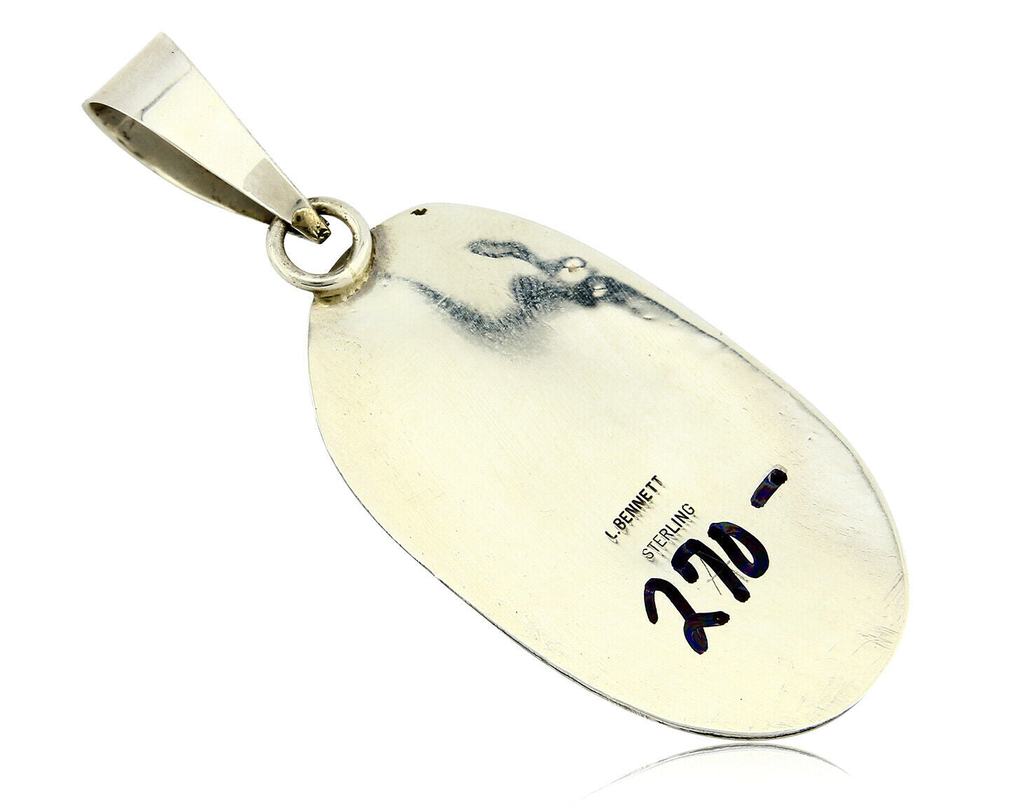 Navajo Pendant .925 Silver Royston Turquoise Signed Lee Bennett C.80's