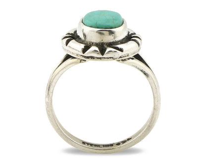 Navajo Ring .925 Silver Kingman Turquoise Artist Signed Gecko C.90's