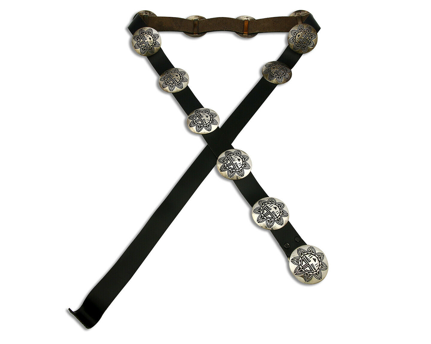 Women's Navajo Concho Belt Hand Stamped .925 Silver C.80's