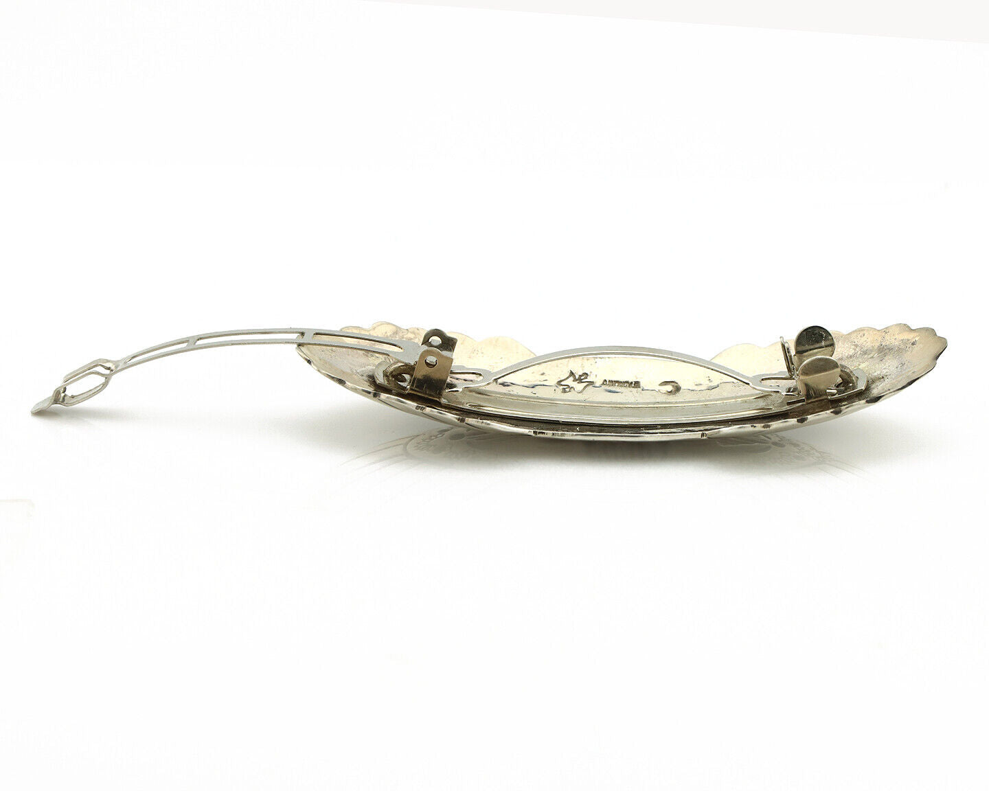 Navajo Hair Clip Barrette .925 Silver Hand Stamped Artist Signed C Montoya C80s