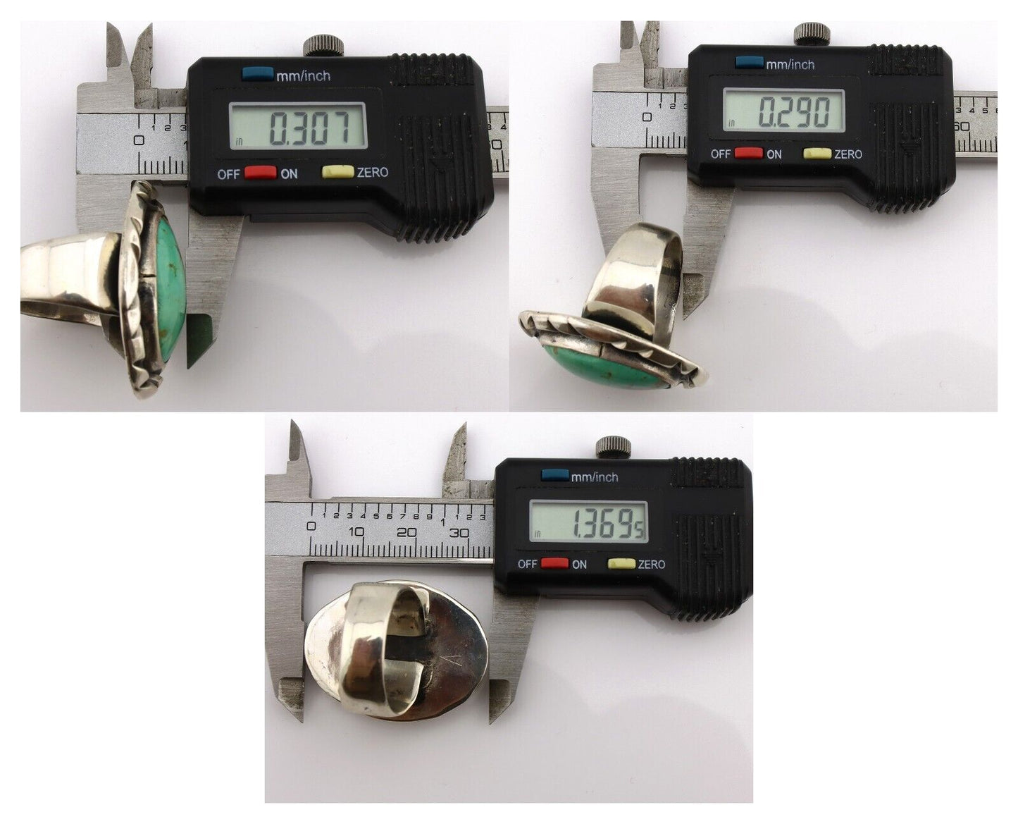 Men's Navajo Ring 925 Silver Kingman Turquoise Native Artist Signed C Montoya