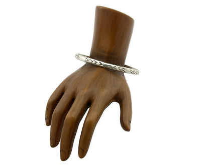 Navajo Bracelet .925 Silver Hand Stamped Arrow Head Artist Signed Montoya C.80's