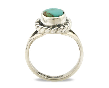 Navajo Ring .925 Silver Kingman Turquoise Artist Signed Gecko C.90's