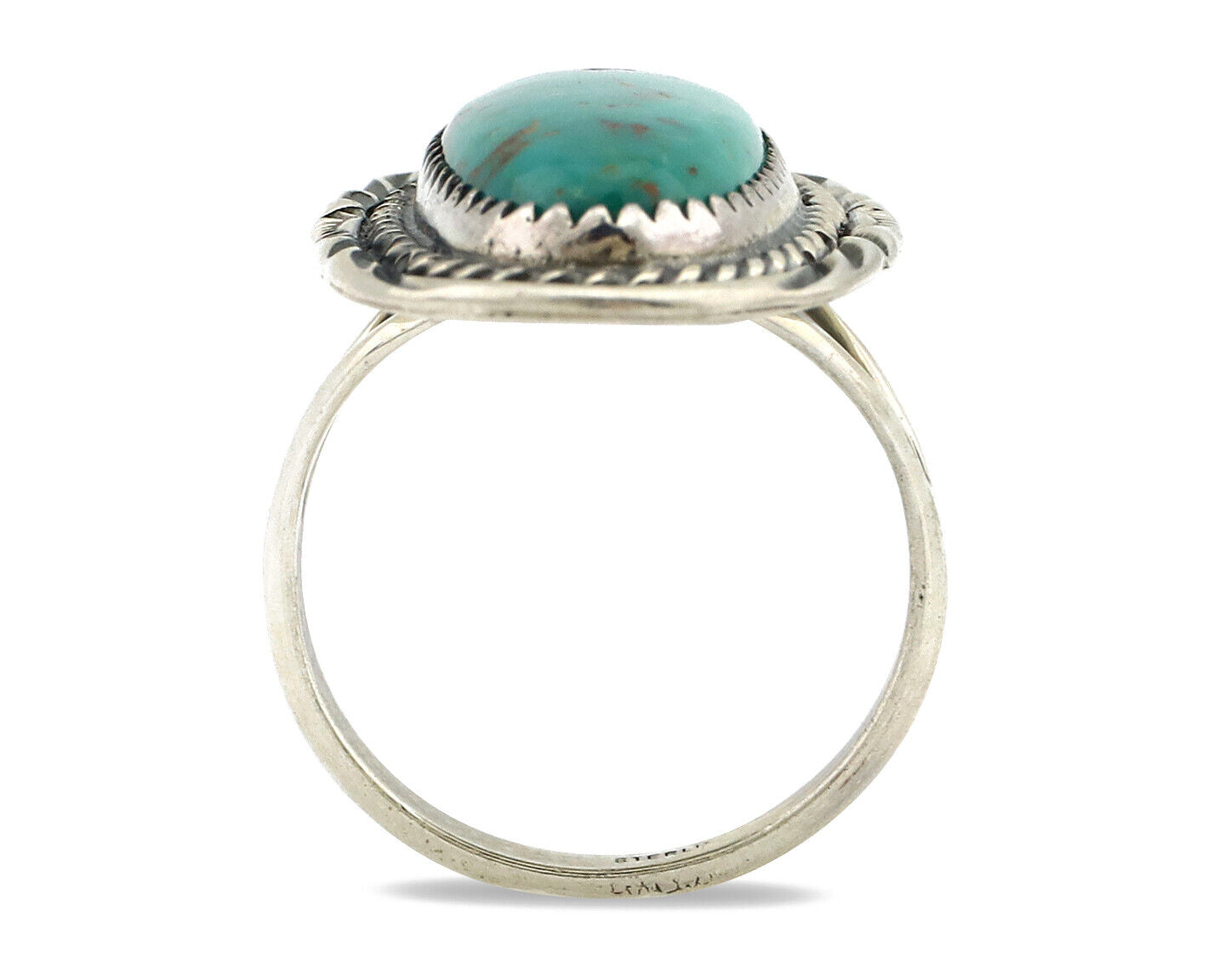 Navajo Ring 925 Silver Natural Blue Turquoise Native American Artist C.1980's