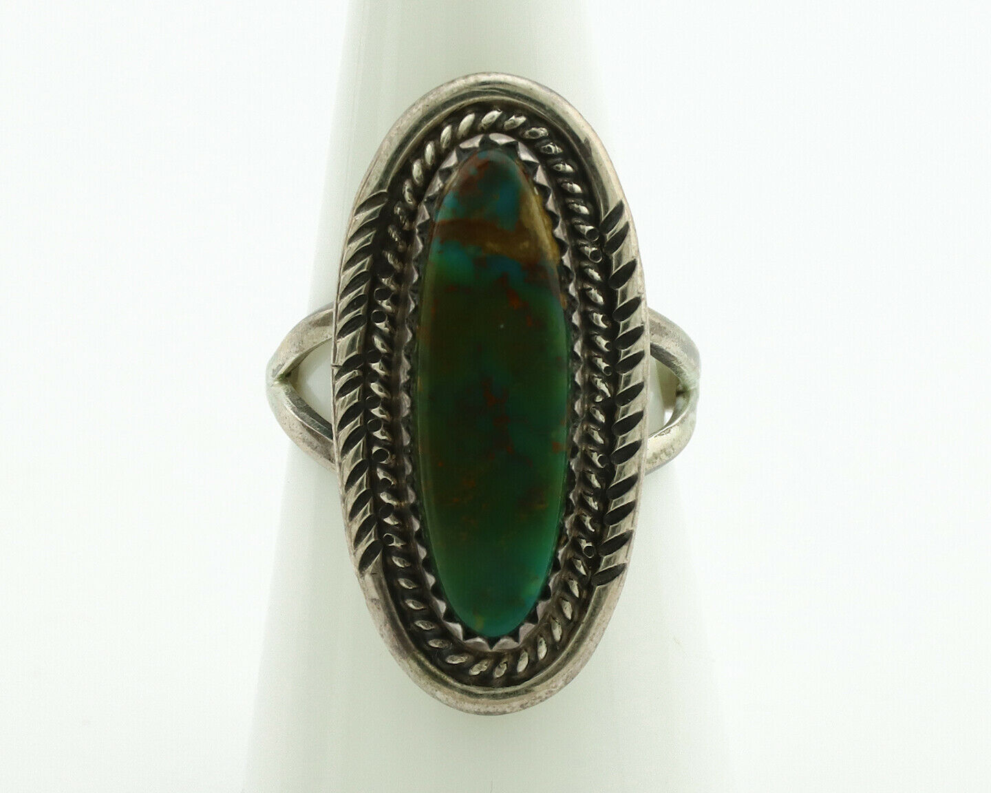 Navajo Ring .925 Silver Nevada Turquoise Signed M Begay C.1980's