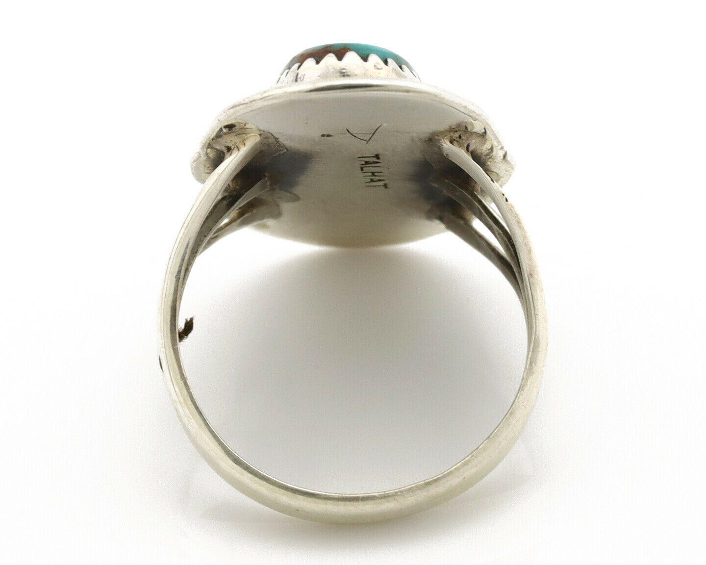 Navajo Ring .925 Silver Blue Gem Turquoise Native American Artist C.80's