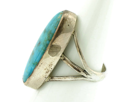 Navajo Ring .925 Silver Nevada Turquoise Native American Artist C.80's