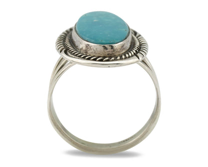 Navajo Ring .925 Silver Blue Gem Turquoise Native American Artist C.80's