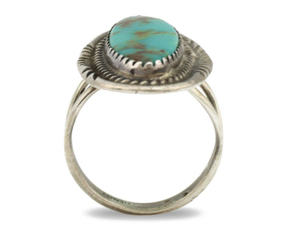 Navajo Ring .925 Silver Nevada Turquoise Native American Artist C.1980's
