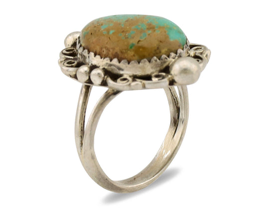 Navajo Ring .925 Silver Kingman Green Turquoise Signed Billy Eagle C.80's