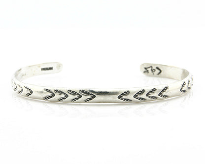 Navajo Bracelet .925 Silver Hand Stamped Arrow Head Artist I Montoya C80s