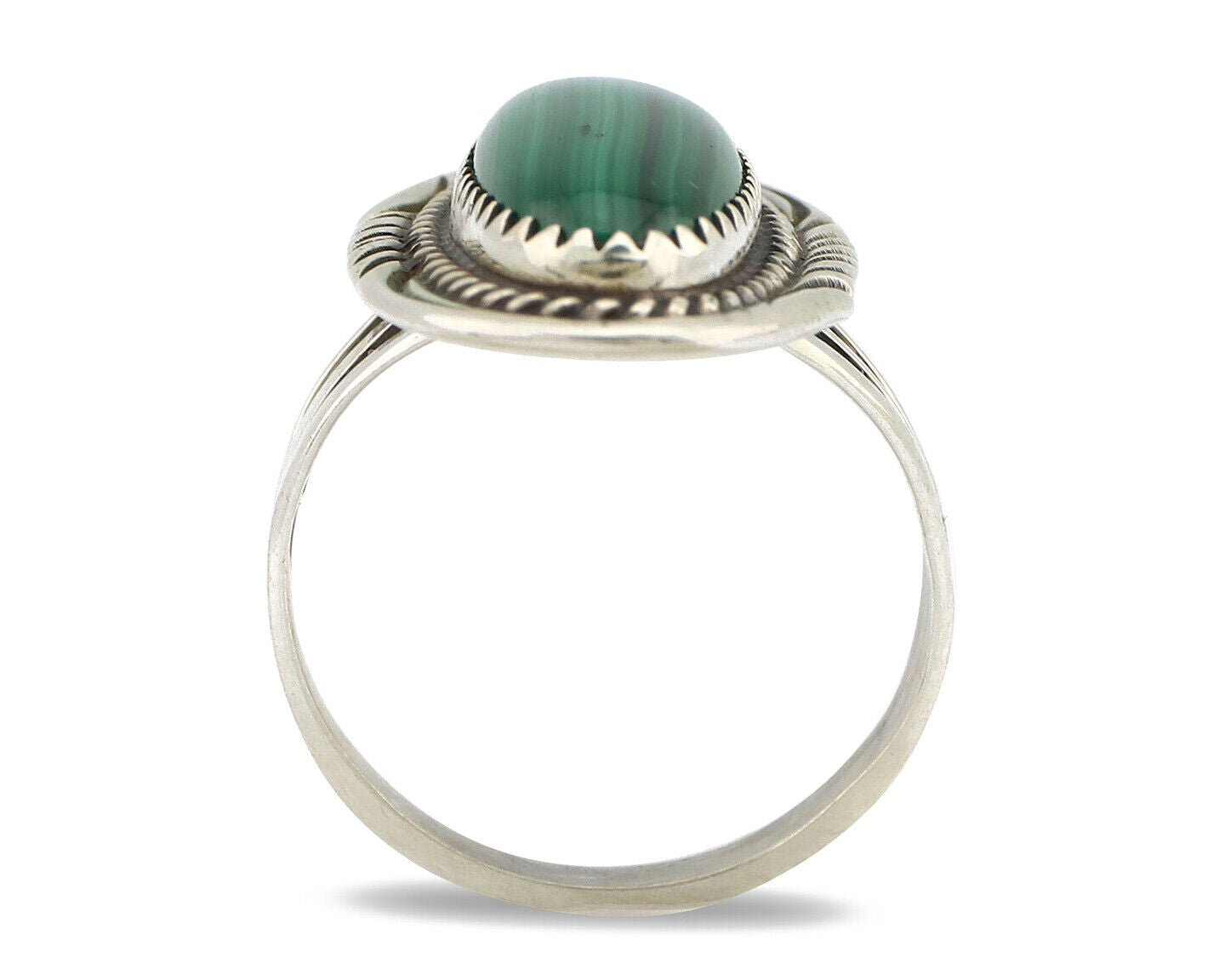 Navajo Ring 925 Silver Natural Malachite Artist Signed William Denetdale C.80's