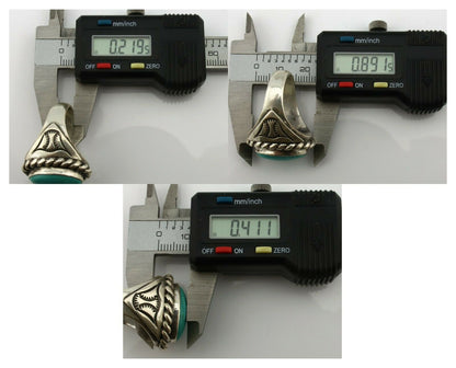 Navajo Ring .925 Silver Green Turquoise Artist Signed Apache Manufacturing C80s