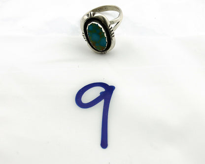 Navajo Ring .925 Silver Kingman Turquoise Handmade Native American Artist C80s