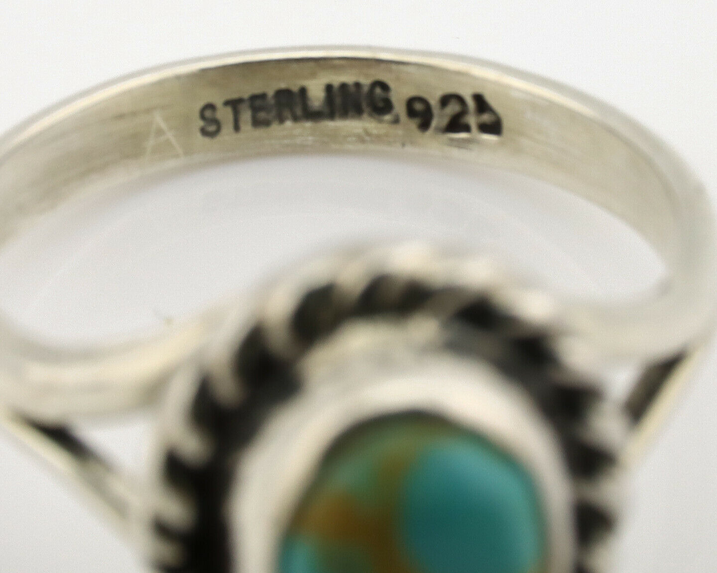 Navajo Ring .925 Silver Kingman Turquoise Artist Signed Gecko C.90's