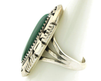 Navajo Ring 925 Silver Natural Malachite Artist Signed William Denetdale C.80's