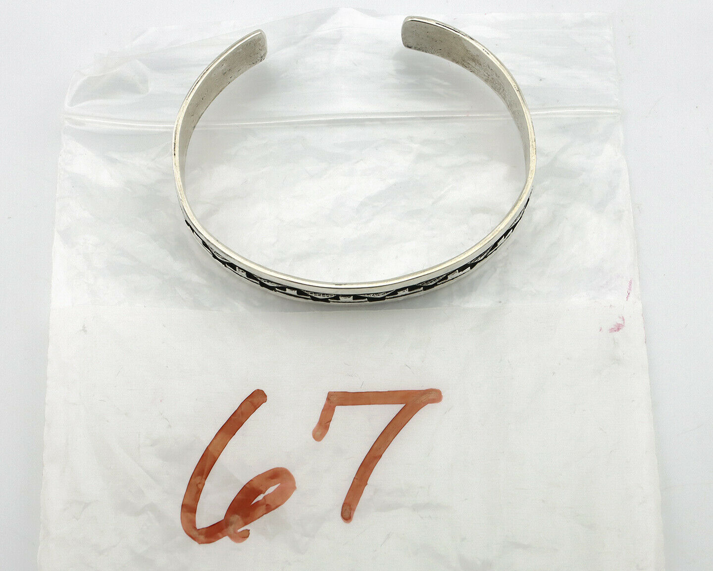 Navajo Bracelet .925 Silver Handmade Overlay Style Signed Tommy Billy Cuff C80s