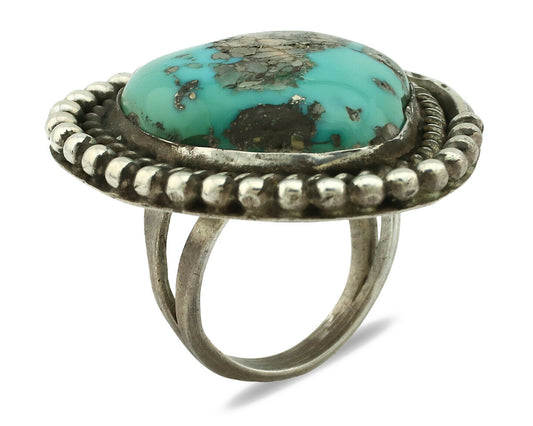 Navajo Ring .925 Silver Morenci Turquoise Native American Artist C.80's