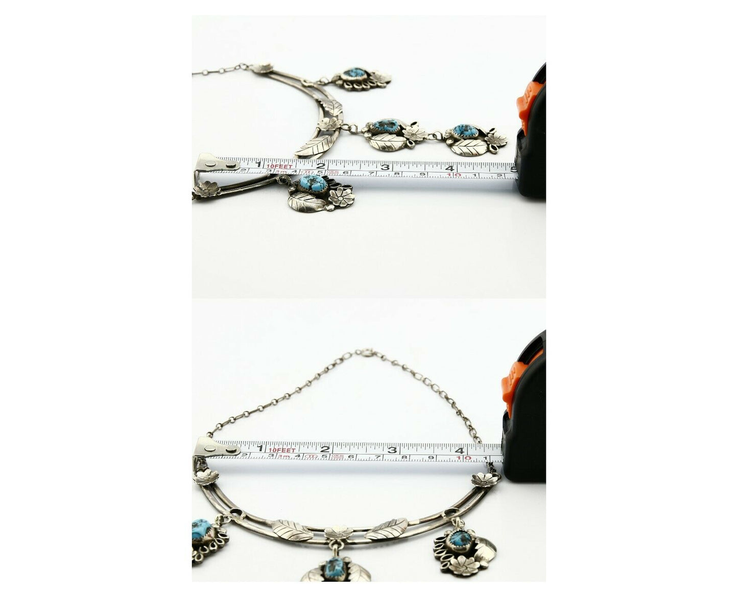 C. 70-80's Navajo Signed Mary Chavez .925 Silver Blue Turquoise Necklace