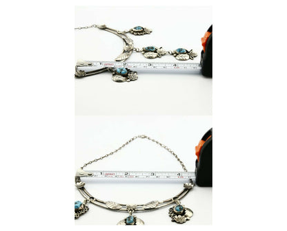 C. 70-80's Navajo Signed Mary Chavez .925 Silver Blue Turquoise Necklace