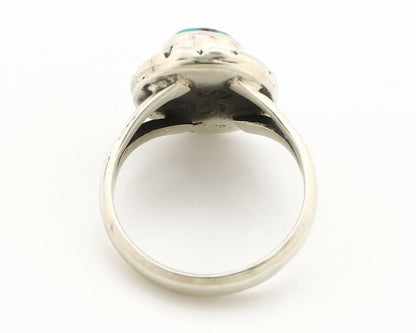 Navajo Ring .925 Silver Kingman Turquoise Artist Signed Gecko C.90's