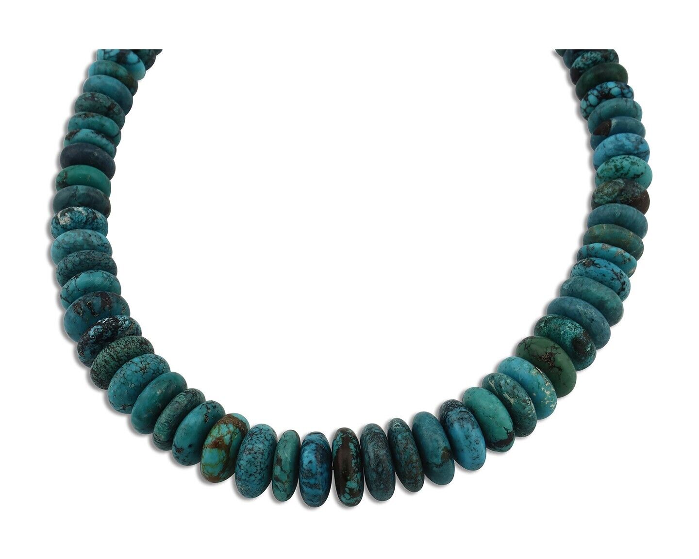 Navajo Necklace 925 Silver Black & Blue Spiderweb Turquoise Native Artist C.80's