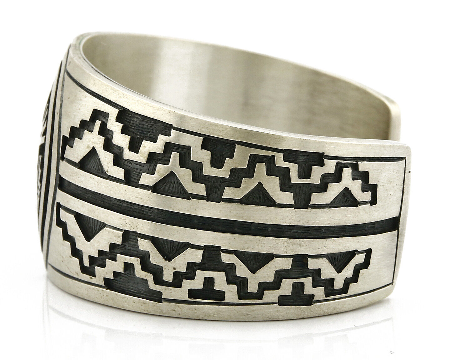 Navajo Lowell Draper Bracelet .925 Silver C.80's Overlay Kokopelli Pattern