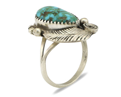 Navajo Ring 925 Silver Turquoise Mtn Turquoise Artist Signed Morris C.80's