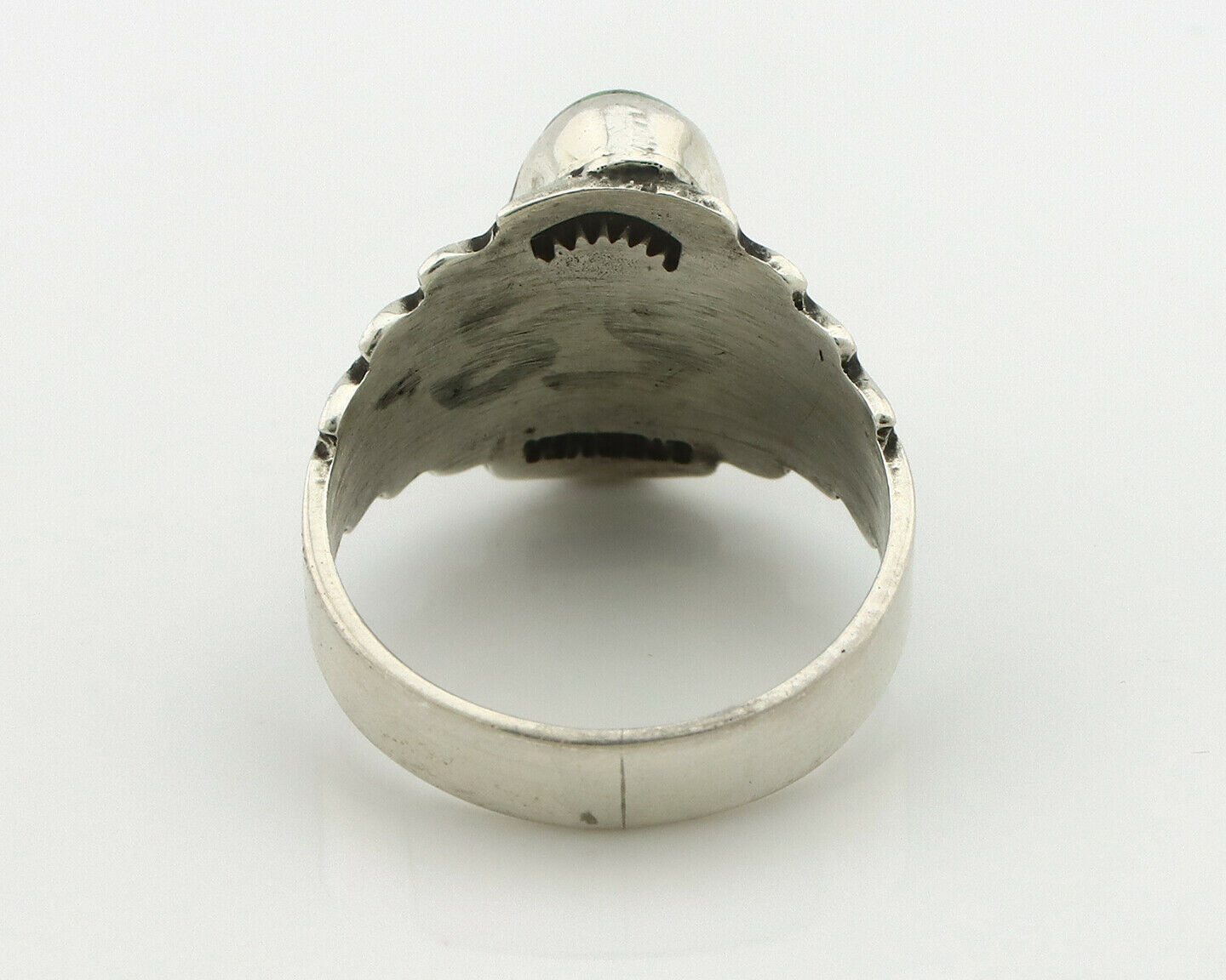 Navajo Ring .925 Silver Blue Green Arizona Turquoise Artist Signed Apache C.80's